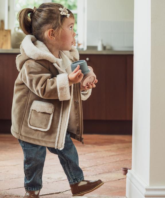 Manteau à capuche en velours doublure chaude bébé fille vue14 - GEMO(BEBE DEBT) - GEMO