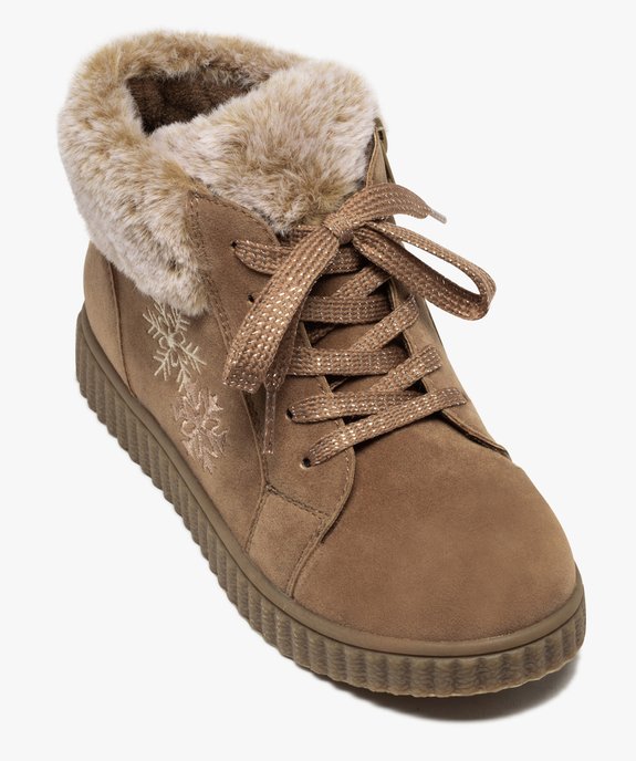 Boots fille rembourrées en suédine unie à col duveteux vue5 - GEMO (ENFANT) - GEMO