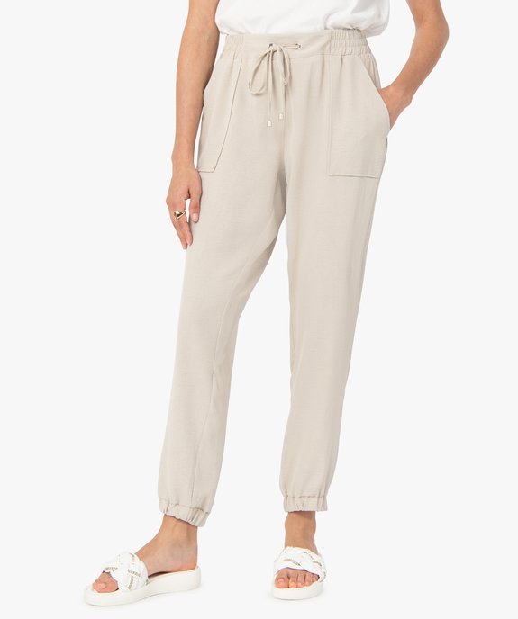 Pantalon femme fluide coupe ample resserrée dans le bas vue1 - GEMO(FEMME PAP) - GEMO