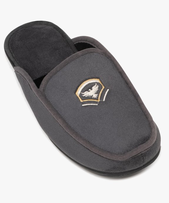 Chaussons mules en velours avec motif brodé homme vue5 - G'FLEX - GEMO