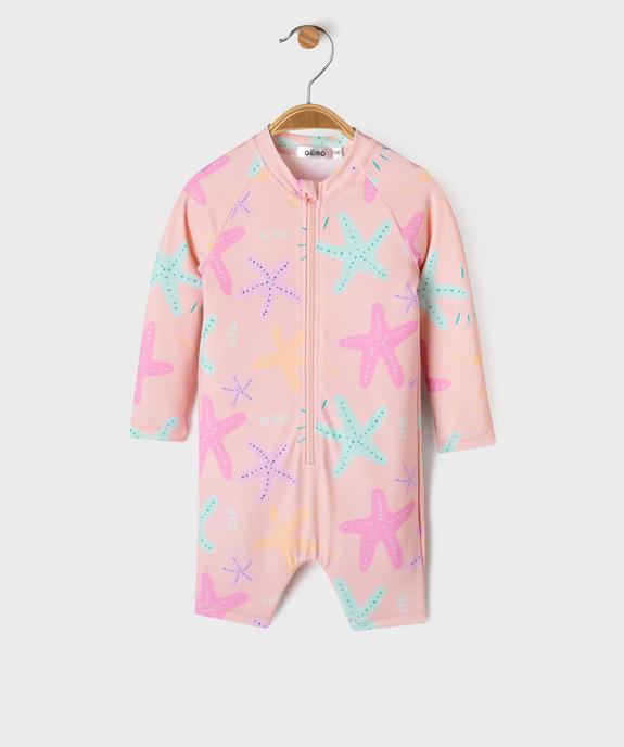 Maillot de bain combinaison anti UV à motifs étoiles de mer bébé fille vue1 - GEMO(BEBE DEBT) - GEMO