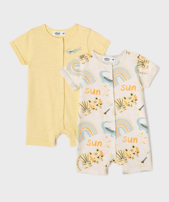 Combishorts à manches courtes imprimés bébé garçon (lot de 2) vue1 - GEMO 4G BEBE - GEMO