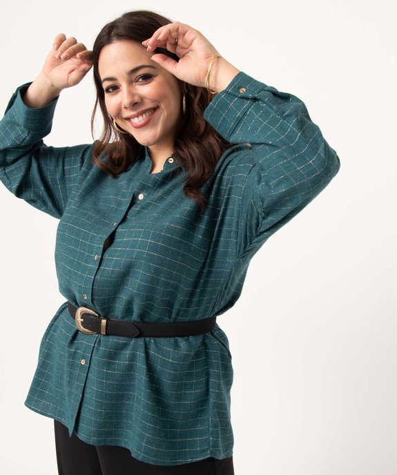 Chemise femme fluide à carreaux dorés vue2 - GEMO (G TAILLE) - GEMO