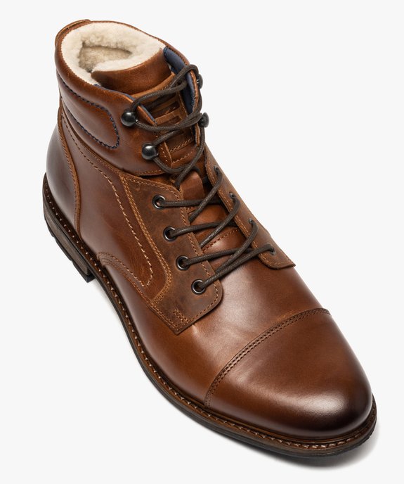 Boots homme à lacets dessus cuir intérieur chaud - Tanéo vue5 - TANEO - GEMO