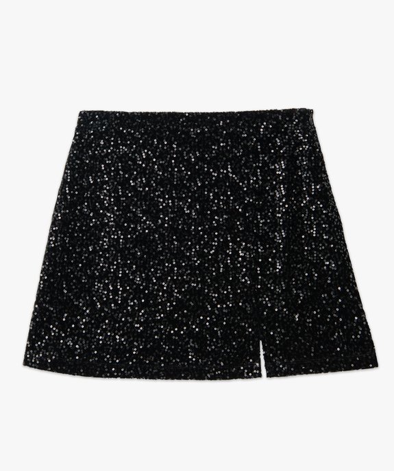 Jupe courte coupe droite en velours et sequins femme vue4 - GEMO(FEMME PAP) - GEMO