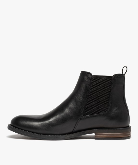 Boots homme style Chelsea dessus cuir uni - Taneo vue3 - TANEO - GEMO