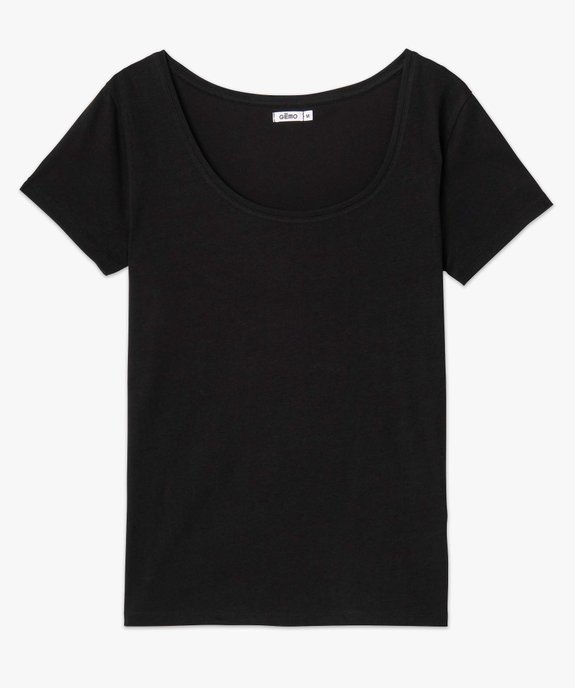 Tee-shirt femme uni à col rond et manches courtes vue4 - GEMO(FEMME PAP) - GEMO
