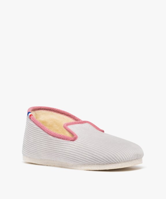 Chaussons enveloppants en velours doublés laine femme vue2 - GEMO(HOMWR FEM) - GEMO