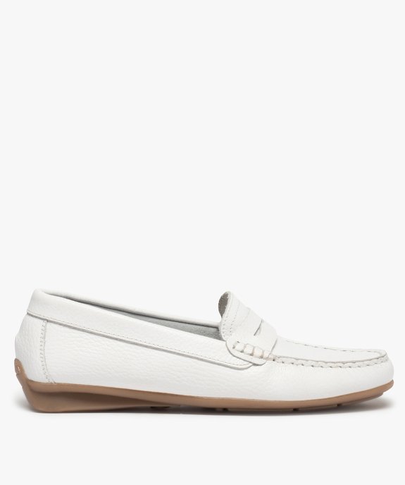 Mocassins femme souples dessus cuir uni à talon plat vue1 - GEMO (CASUAL) - GEMO