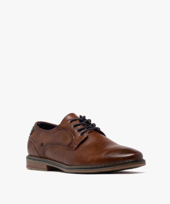 Derbies unis à lacets ronds contrastants homme vue3 - MARIO BALDANO - GEMO
