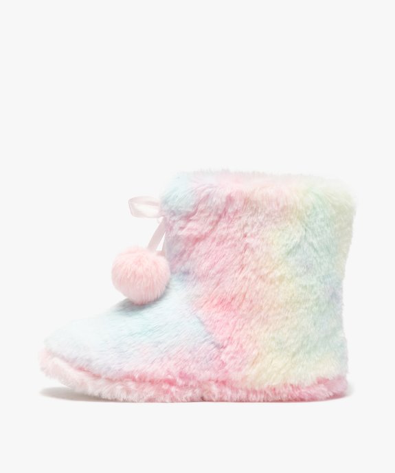 Chaussons fille boots en matière peluche arc-en-ciel vue3 - GEMO 4G FILLE - GEMO