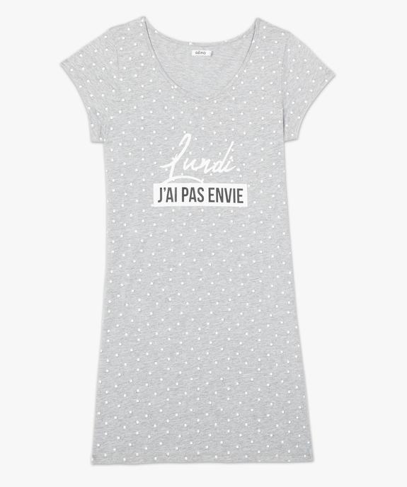 Chemise de nuit imprimée à manches courtes femme à pois vue4 - GEMO 4G FEMME - GEMO