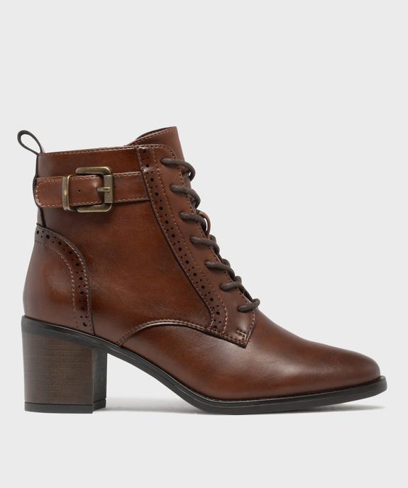 Bottines à talon avec semelle intérieure cuir, lacets ronds et zip femme vue1 - VALENTINA BALDANO GEMO FORGOOD - GEMO