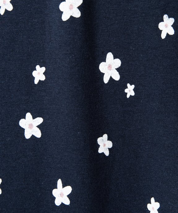 Pyjama fille avec message positif et pantalon à fleurs vue3 - GEMO (JUNIOR) - GEMO