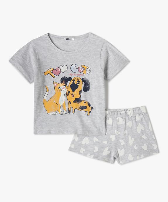 Pyjashort fille avec motif chien et chat vue1 - GEMO (ENFANT) - GEMO