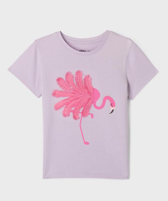Tee-shirt manches courtes avec motif en relief fille vue1 - GEMO 4G FILLE - GEMO