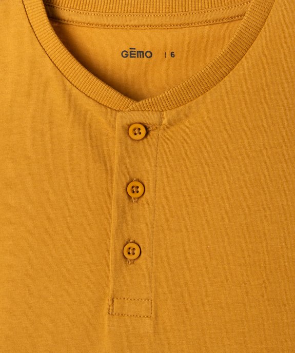 Tee-shirt uni col tunisien garçon vue3 - GEMO (ENFANT) - GEMO