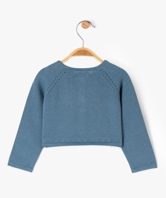 Gilet court avec détails ajourés bébé fille vue3 - GEMO(BEBE DEBT) - GEMO
