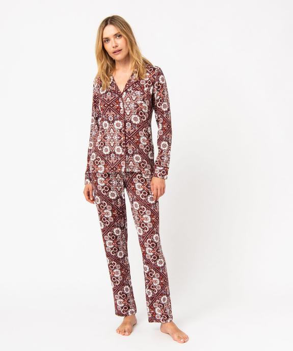 Pyjama deux pièces en viscose femme : chemise et pantalon vue1 - GEMO 4G FEMME - GEMO