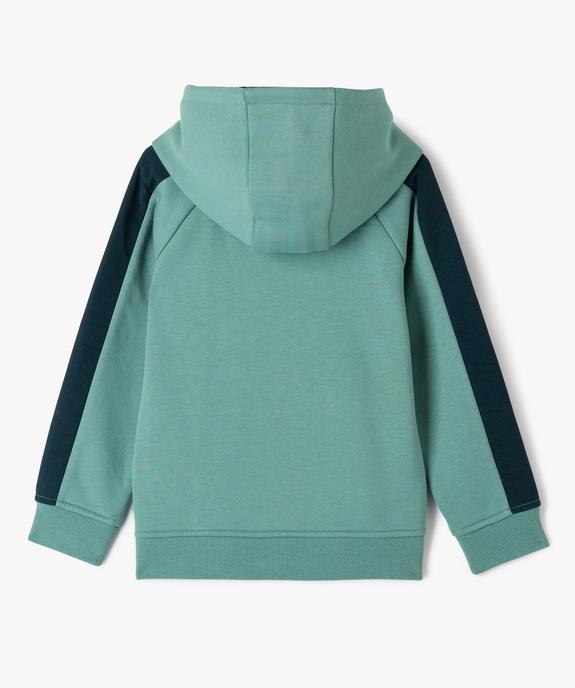 Sweat à capuche bicolore avec poche zippée garçon vue3 - GEMO (ENFANT) - GEMO