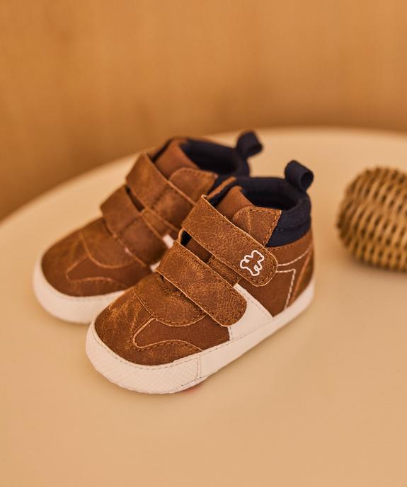 Chaussons de naissance look boots à scratch bébé - LuluCastagnette vue1 - LULU CASTAGNETTE G4G D - GEMO