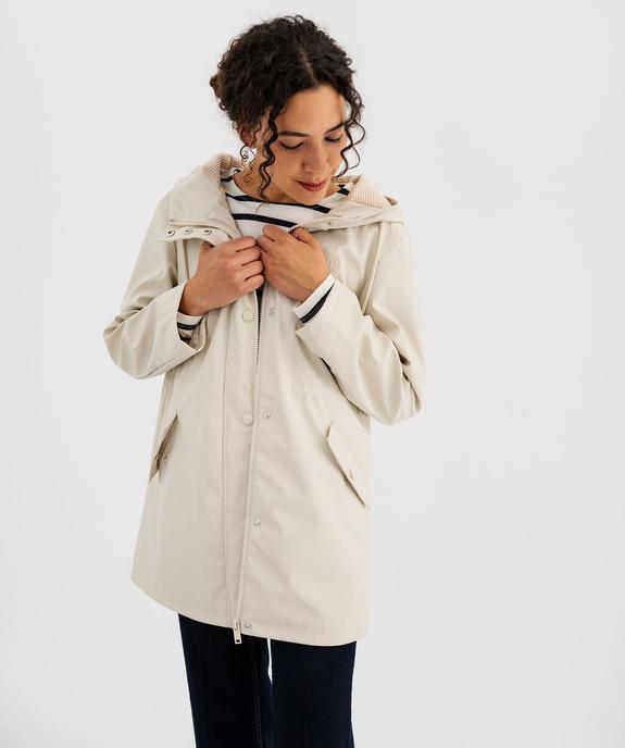 Imperméable déperlant à capuche rayée femme - LuluCastagnette vue4 - LULUCASTAGNETTE - GEMO