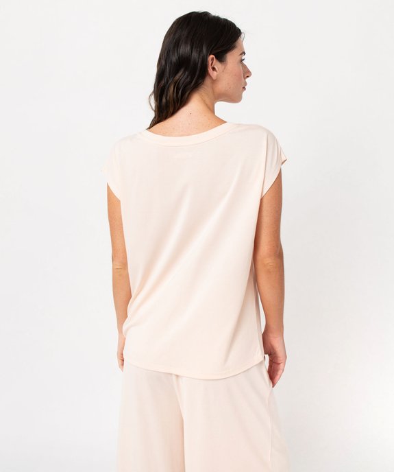 Tee-shirt homewear sans manches avec large col rond femme vue3 - GEMO 4G FEMME - GEMO