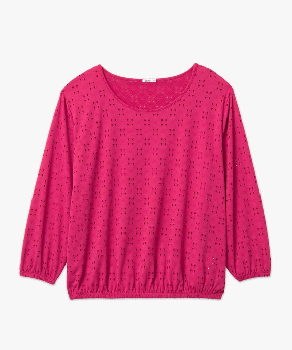 Tee-shirt femme grande taille ajouré à manches 3/4 vue4 - GEMO (G TAILLE) - GEMO