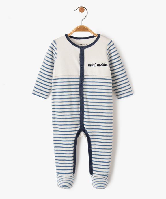 Pyjama en velours à rayures bébé garçon vue1 - GEMO(BB COUCHE) - GEMO