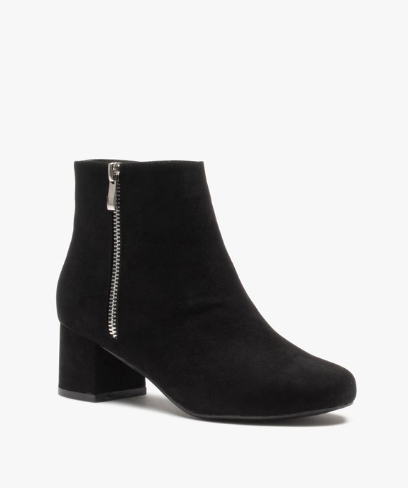 Boots femme à talon carré en suédine unie et zip décoratif vue2 - VALENTINA BALDA - GEMO