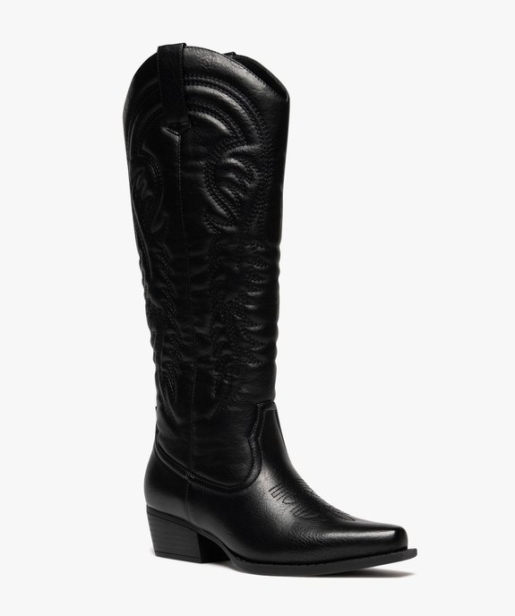 Bottes femme à petit talon et montantes style santiag vue3 - FOLLOW ME - GEMO