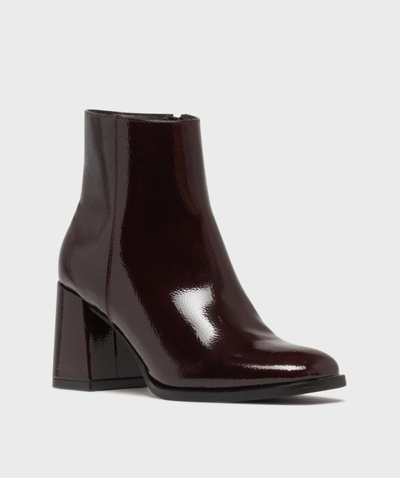 Boots vernis avec bout carré et talon flare femme - Follow Me vue3 - FOLLOW ME - GEMO