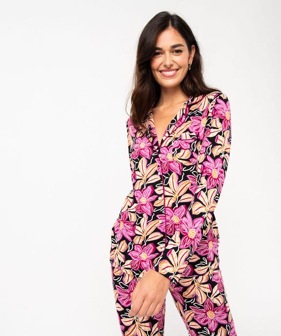Pyjama deux pièces en viscose femme : chemise et pantalon vue2 - GEMO 4G FEMME - GEMO