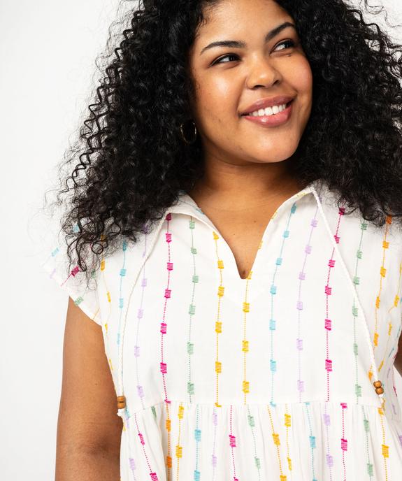 Robe grande taille à manches courtes et broderies femme vue2 - GEMO (G TAILLE) - GEMO