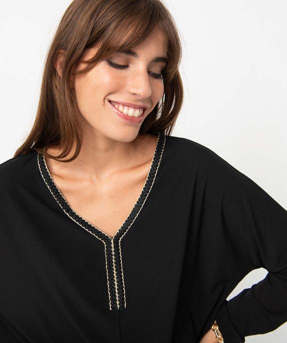 Tee-shirt femme à manches longues et encolure fantaisie vue2 - GEMO(FEMME PAP) - GEMO