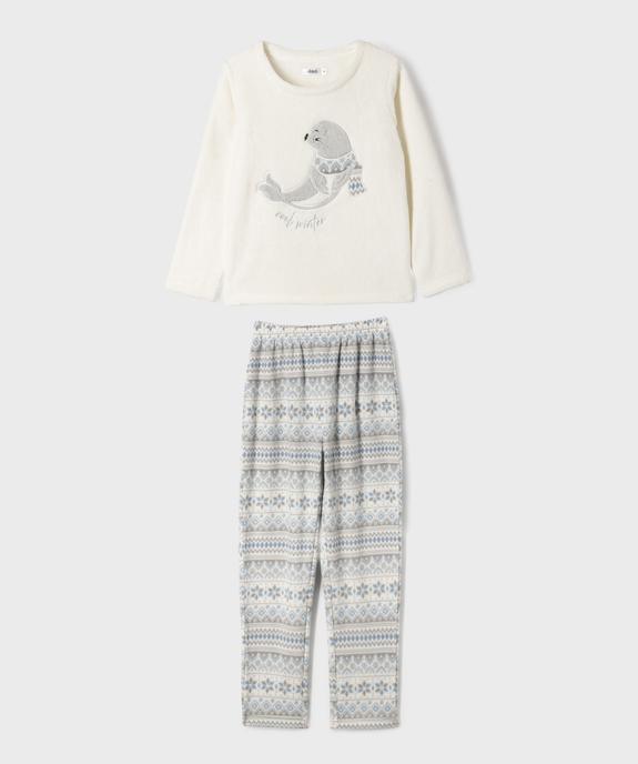 Pyjama en velours moelleux et imprimé fille vue1 - GEMO (ENFANT) - GEMO