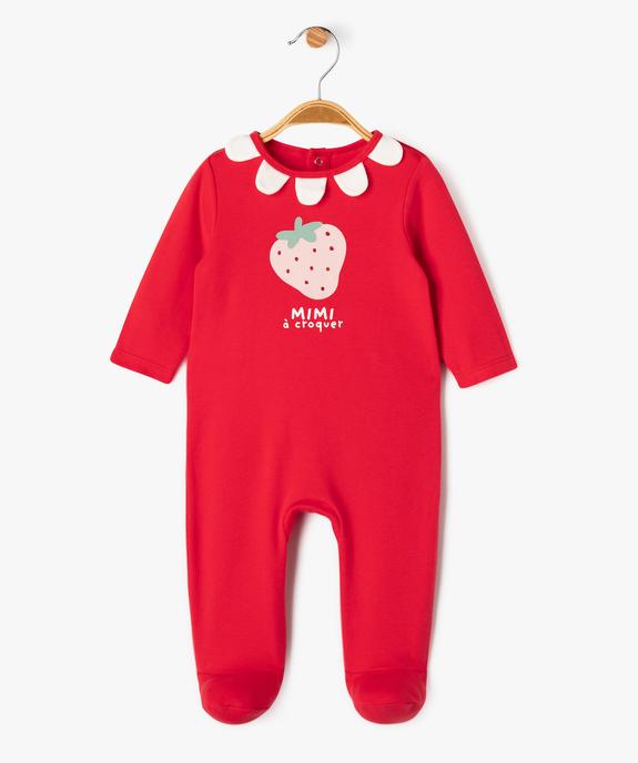 Pyjama dors-bien en coton avec motif fraise bébé fille vue1 - GEMO 4G BEBE - GEMO