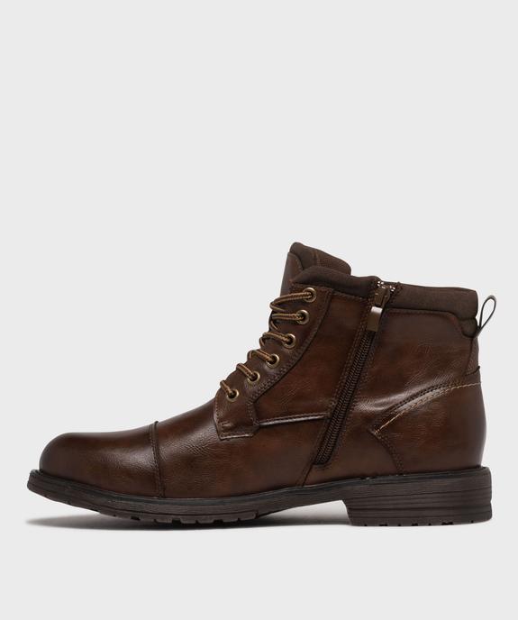 Boots mid-cut à semelle crantée, lacets et zip homme vue4 - MARIO BALDANO - GEMO