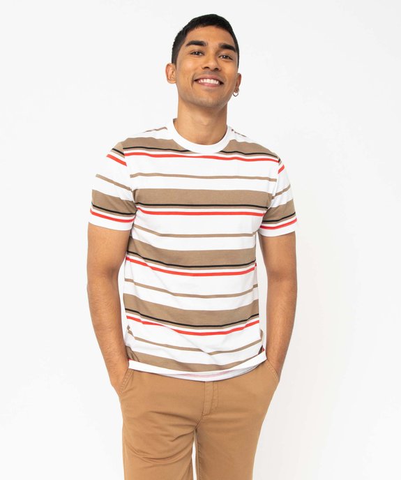 Tee-shirt rayé manches courtes homme vue2 - GEMO (HOMME) - GEMO