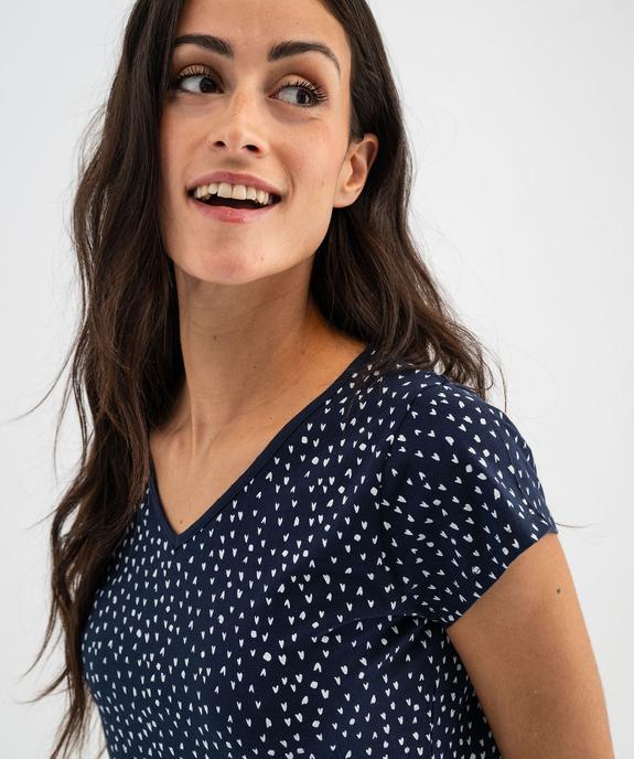 Chemise de nuit manches courtes en coton à col V femme vue2 - GEMO 4G FEMME - GEMO