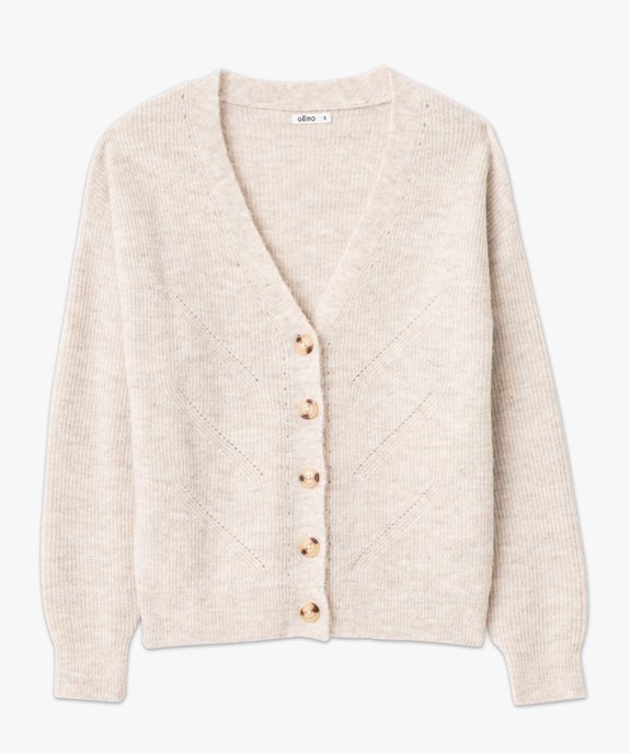 Gilet à col V en maille douillette avec gros boutons femme vue4 - GEMO(FEMME PAP) - GEMO