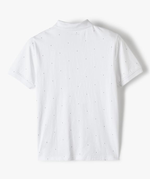 Polo garçon à manches courtes à micro-motifs vue3 - GEMO (JUNIOR) - GEMO