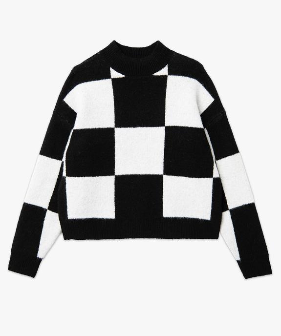 Pull court à motif damier femme vue4 - GEMO(FEMME PAP) - GEMO