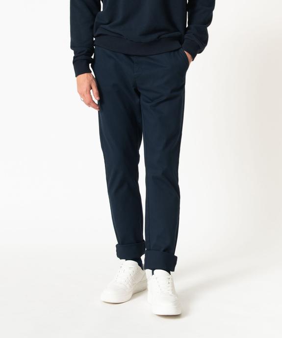Pantalon en coton homme avec ceinture tressée vue1 - GEMO 4G HOMME - GEMO
