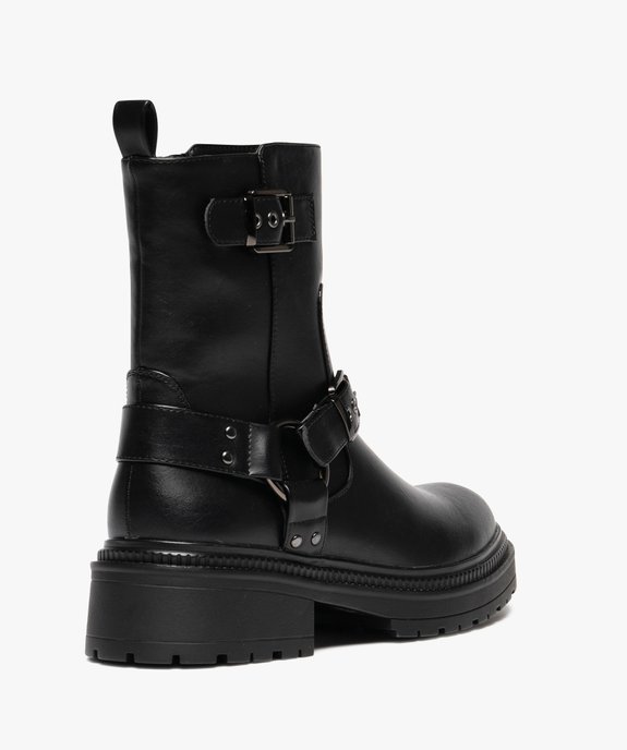 Boots femme crantées à zip avec brides à boucle fantaisie vue4 - 5 MILES - GEMO