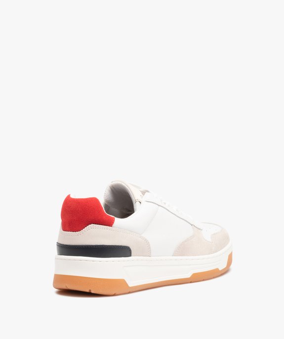 Baskets homme dessus cuir à semelle contrastante – Tanéo vue4 - TANEO - GEMO