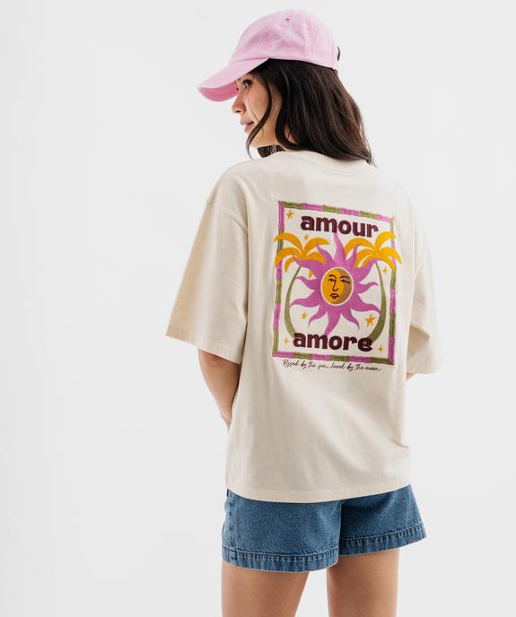 Tee-shirt manches courtes à motif brodé devant et dos vue3 - GEMO(FEMME PAP) - GEMO