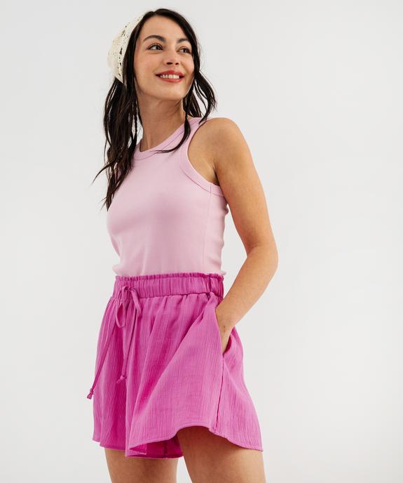 Débardeur en maille côtelée emmanchures américaines femme vue1 - GEMO 4G FEMME - GEMO