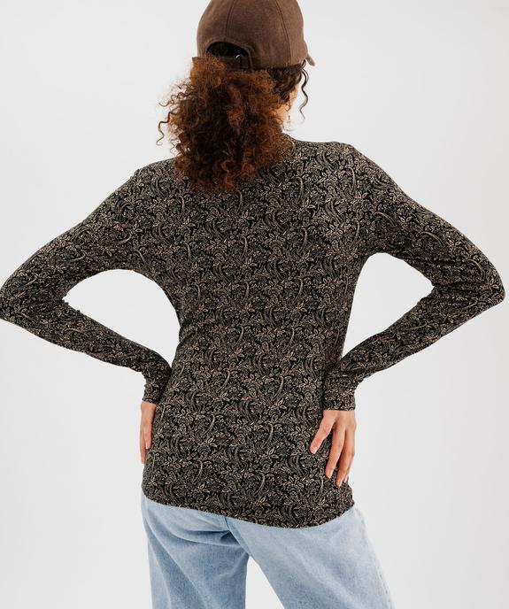 Tee-shirt manches longues et col roulé imprimé femme vue3 - GEMO 4G FEMME - GEMO