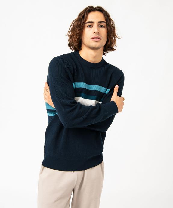 Pull en maille piquée à rayures homme vue1 - GEMO (HOMME) - GEMO